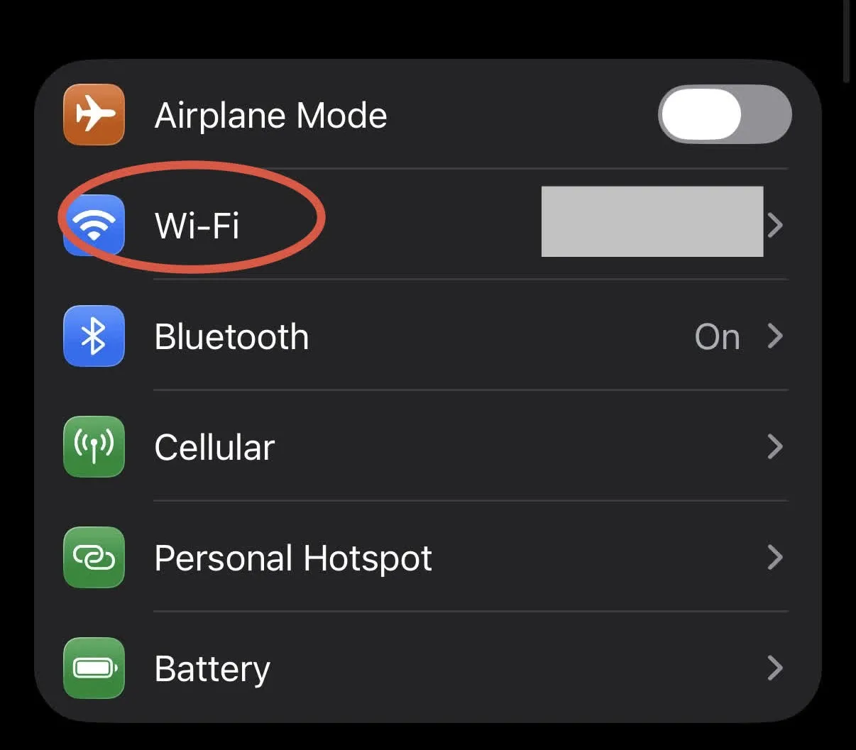 Robotic Arm build — Connect to the Arm: Open your device’s Wi-Fi settings, circled in red.