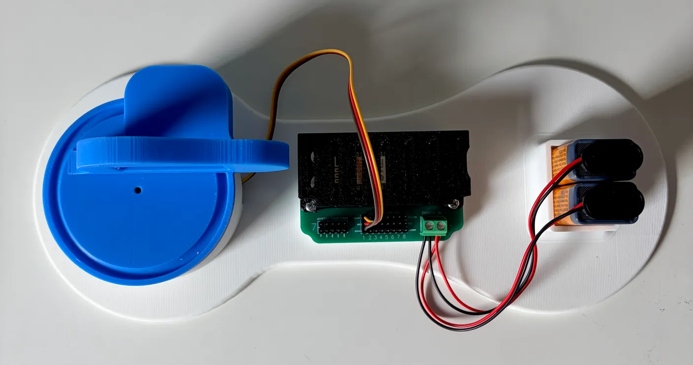 Robotic Arm build — Assemble the First Half of the Arm: Make sure the square part of the blue piece is perpendicular to the robot.