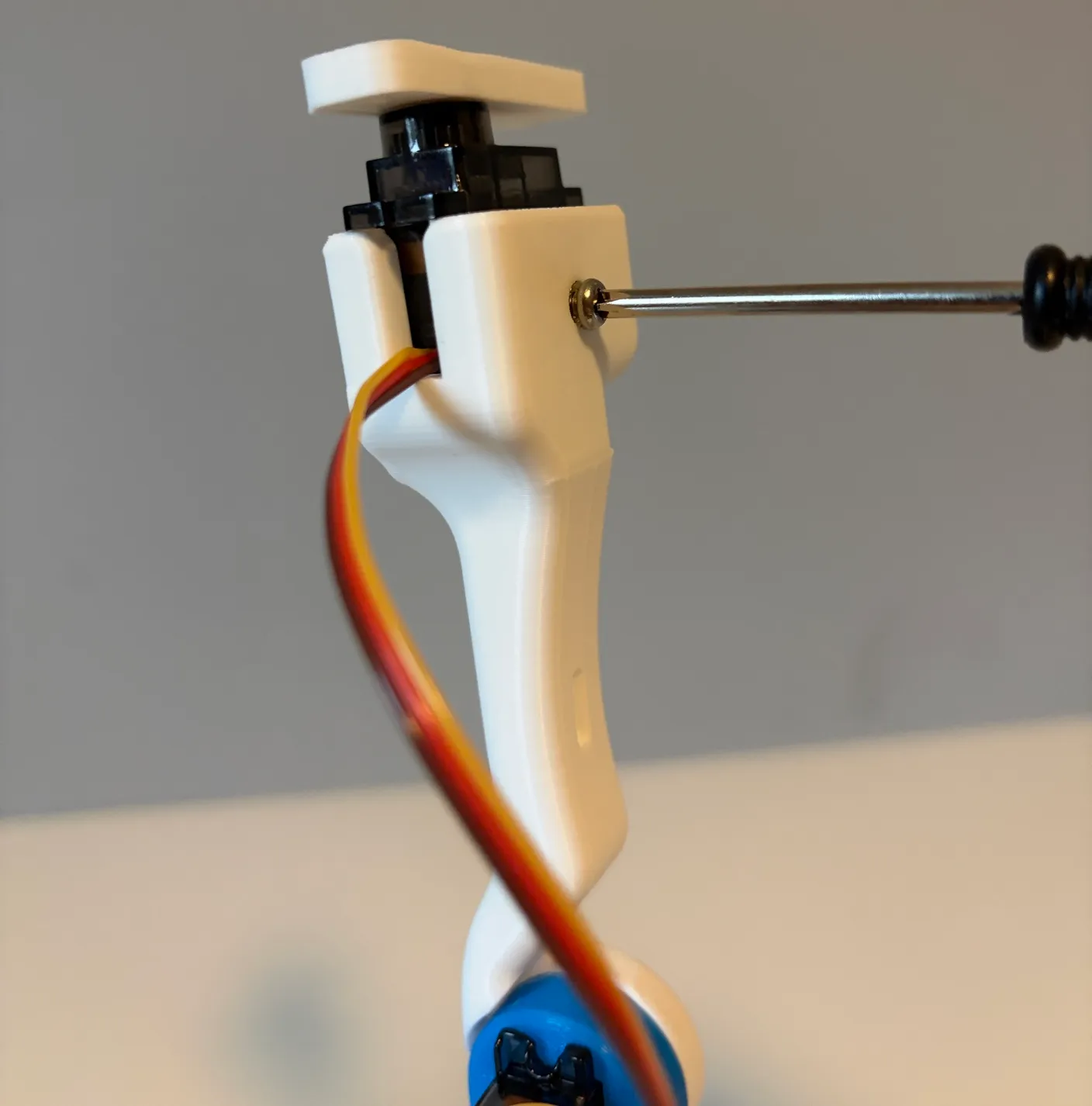 Robotic Arm build — Assemble the Other Half of the Arm: Lock the servo with a 6mm screw — snug, not tight, or it will break the servo.