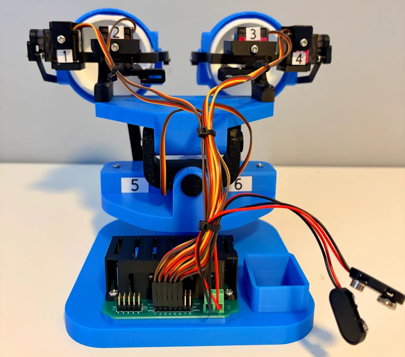 Robotic Eyes build — Wire it up: You can now use the five provided zip ties to tidy up some of the wires and finalize the build.
