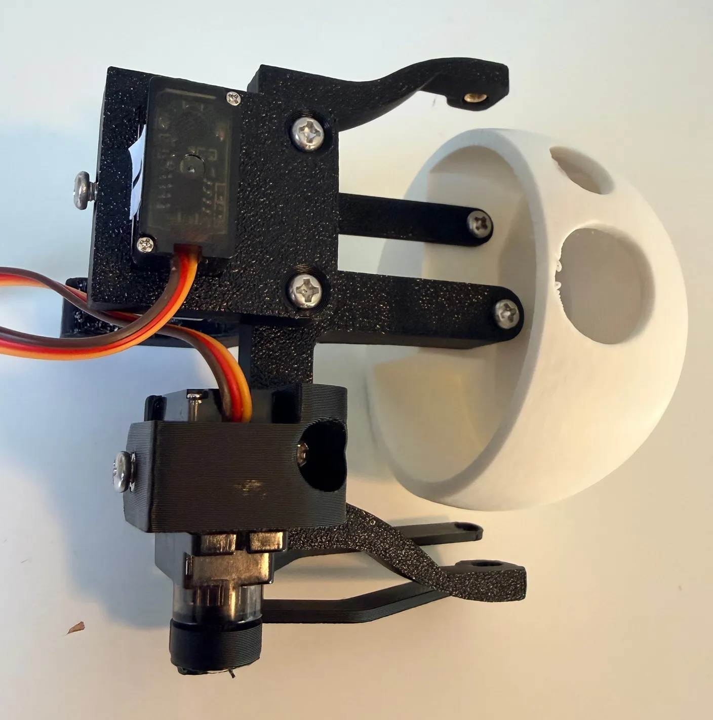 Robotic Eyes build — Assemble the Eyes: Once in place, it will look like the image below.