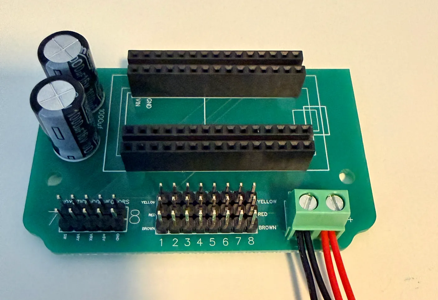 Robotic Eyes build — Swap from Joystick to Wireless: The board with the Nano removed, leaving the empty sockets.
